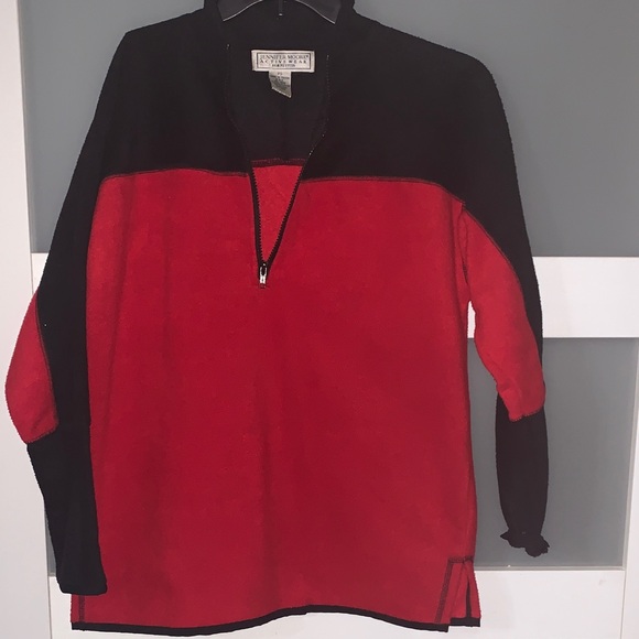 Jennifer Moore Women's Zip Up Sweater - Red and Black - Picture 1 of 4